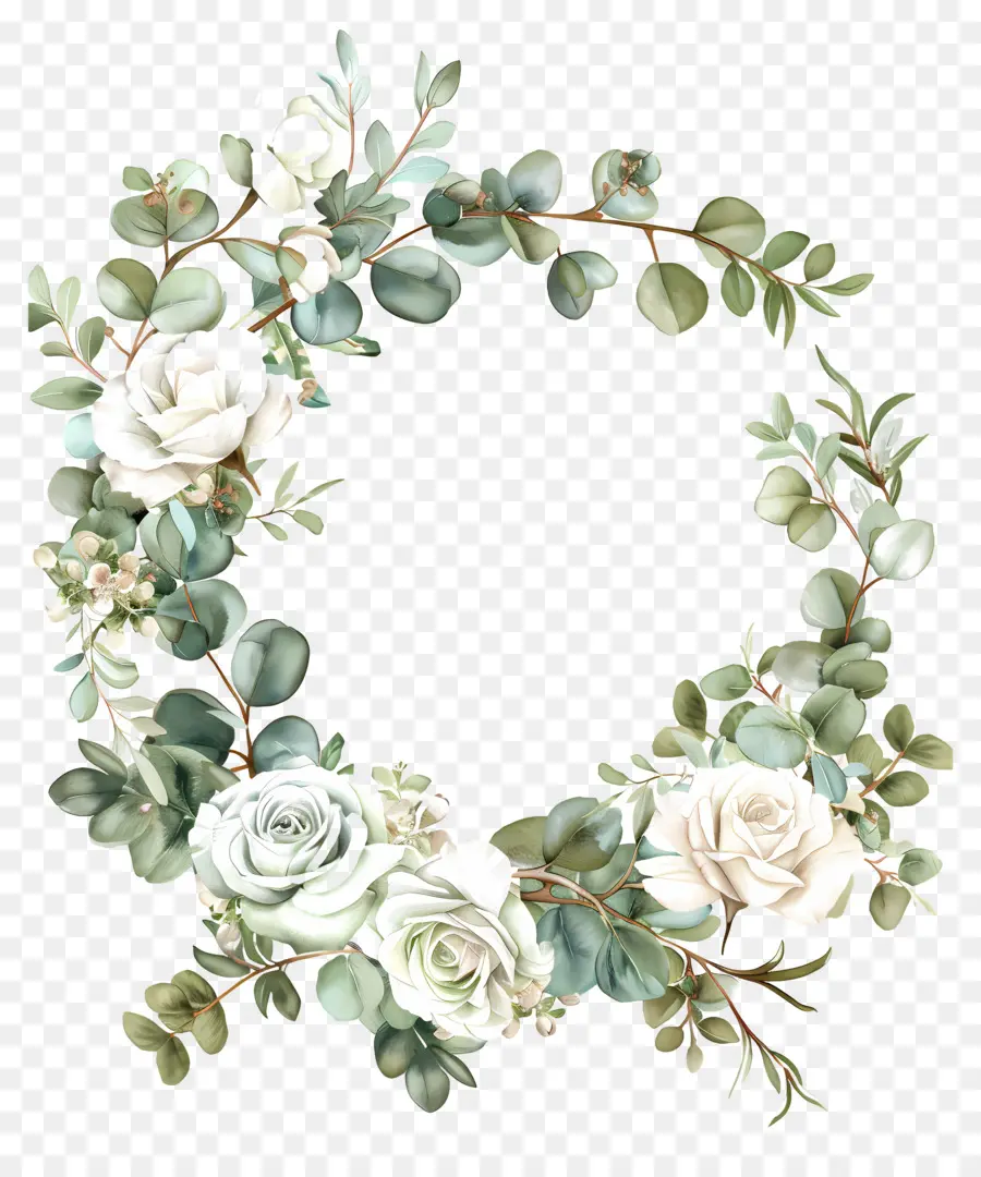 Couronne D'eucalyptus，Couronne Florale PNG