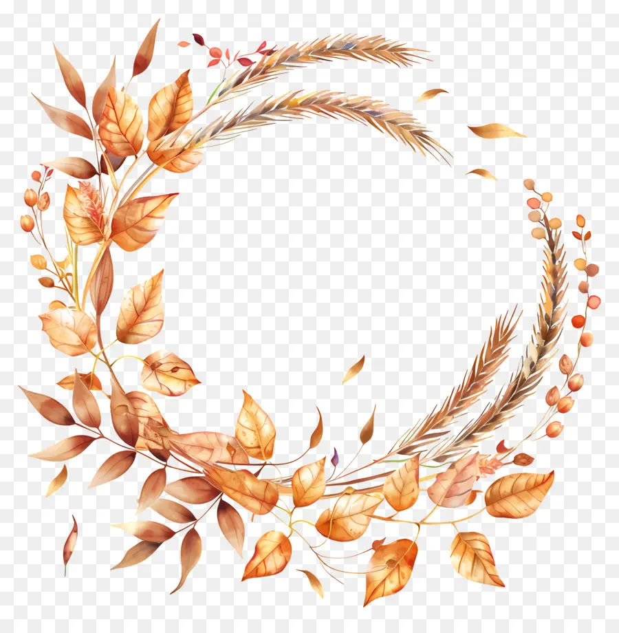 Couronne De Blé Doré，Couronne D'automne PNG