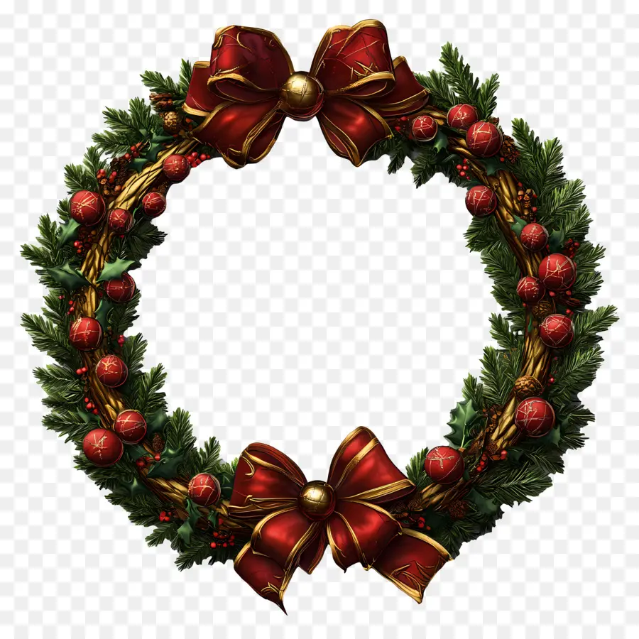 Cadre De Noël Rouge，Couronne De Noël PNG