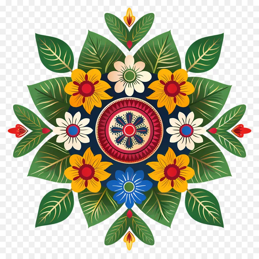 Pookalam，Mandalas Floraux PNG