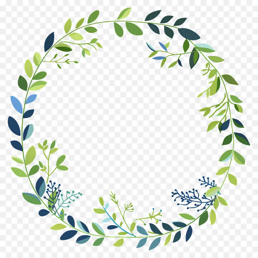 Couronne De Feuilles，Couronne Florale Bleue PNG