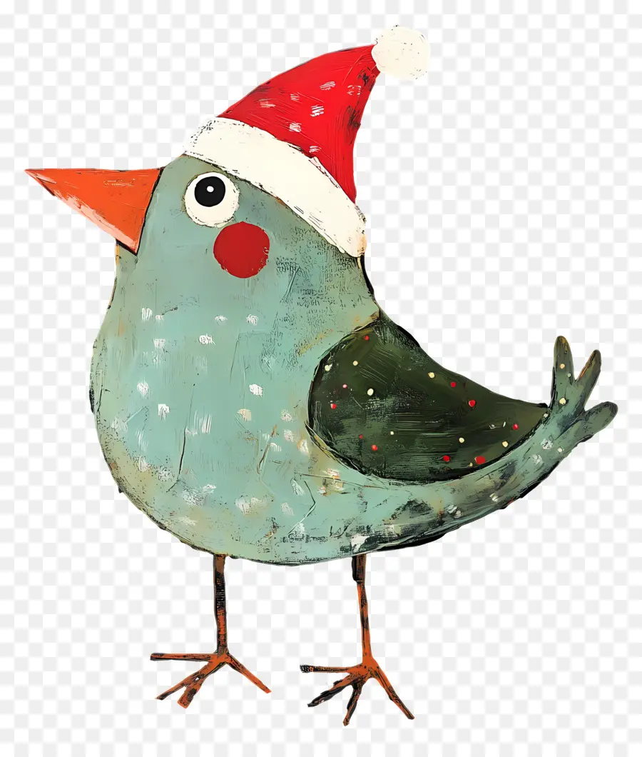 Oiseau De Noël，Oiseau Bleu Avec Chapeau De Père Noël PNG