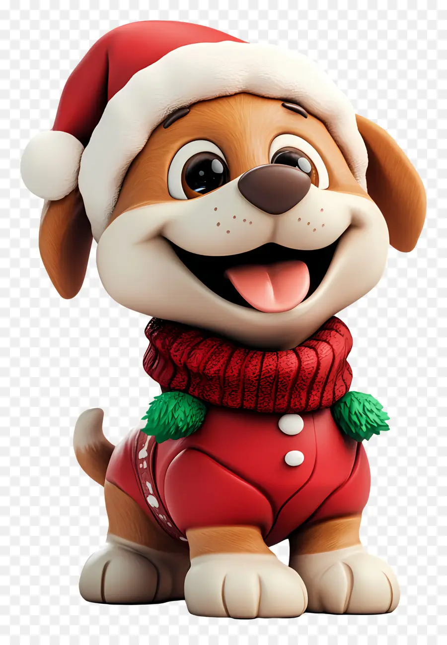 Chien De Noël，Chien En Tenue De Père Noël PNG