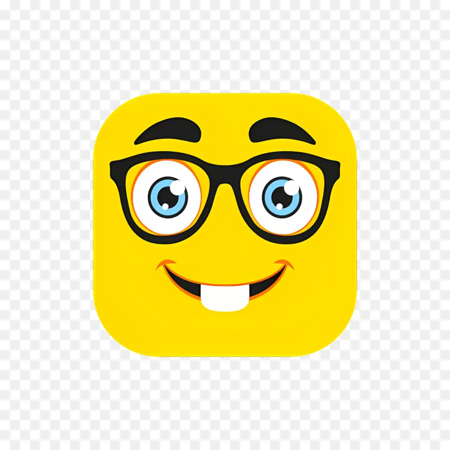 Emoji Nerd，Visage Jaune Avec Des Lunettes PNG