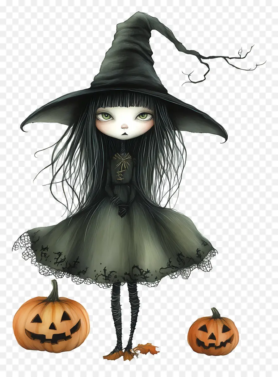 Sorcière D'halloween，Sorcière Aux Citrouilles PNG