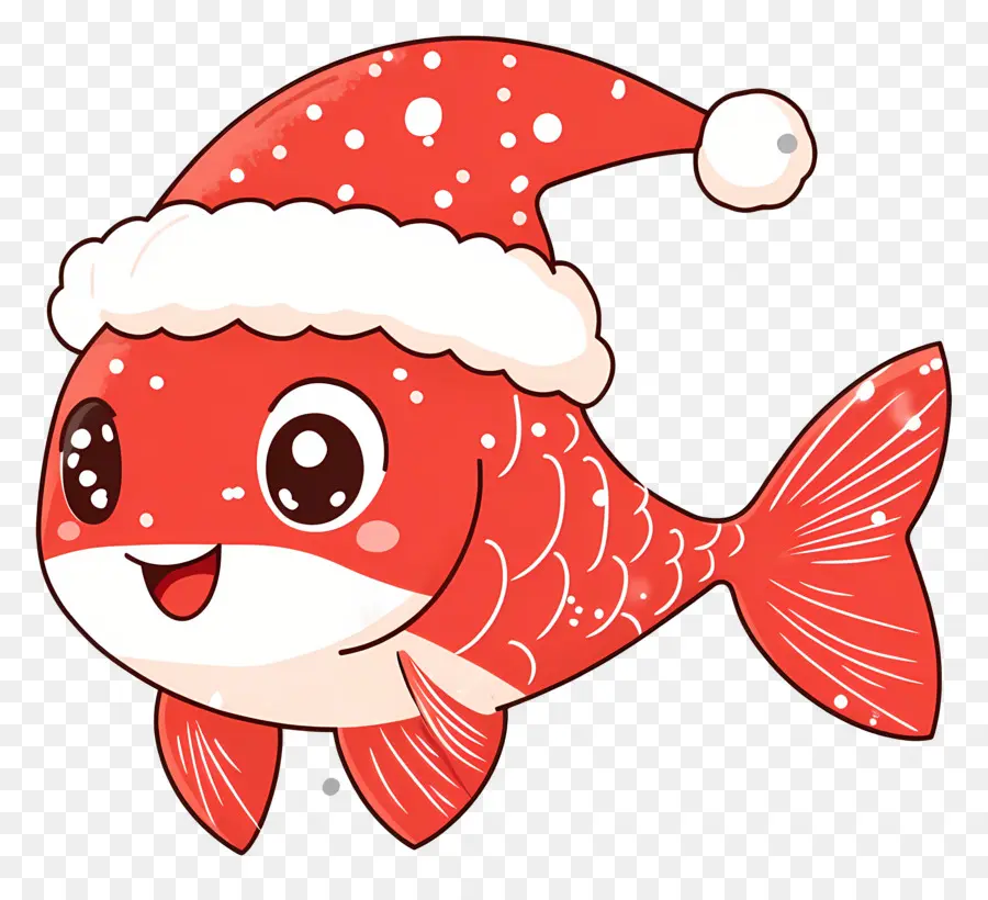 Poisson De Noël，Poisson Mignon Avec Bonnet De Noel PNG