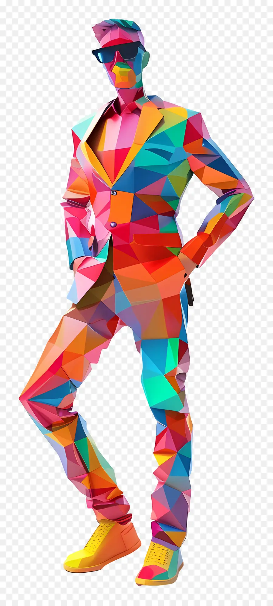 Homme 3d，Homme Géométrique Coloré PNG