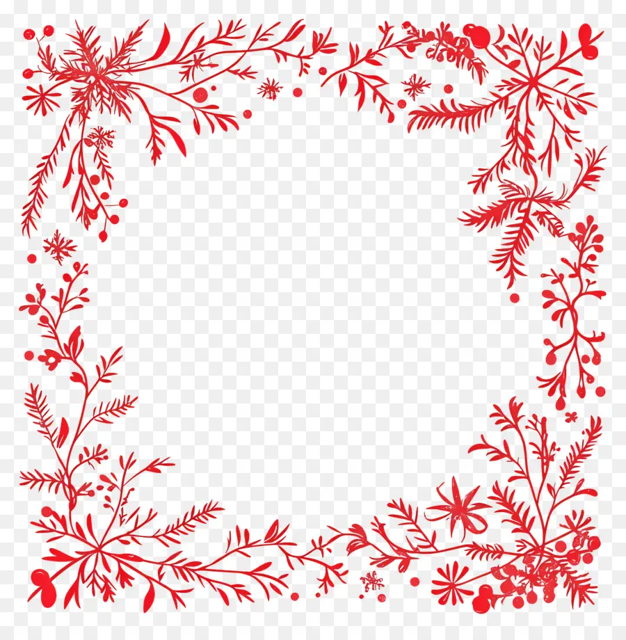 Cadre De Noël Rouge，Cadre Floral PNG