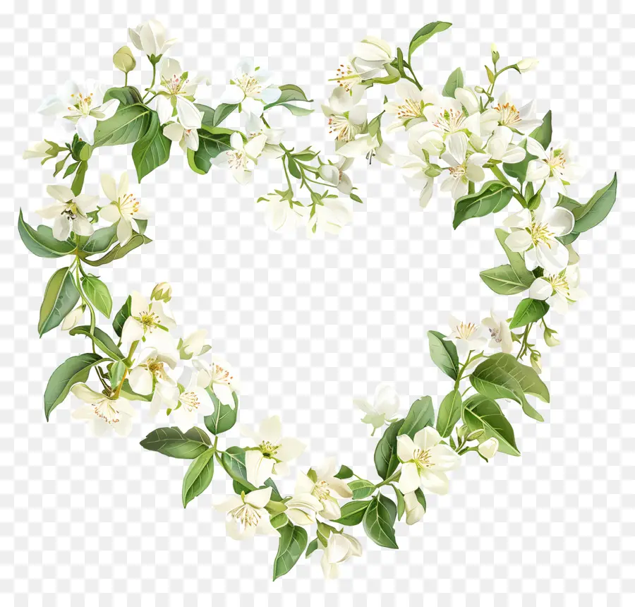 Couronne De Jasmin，Coeur Floral PNG