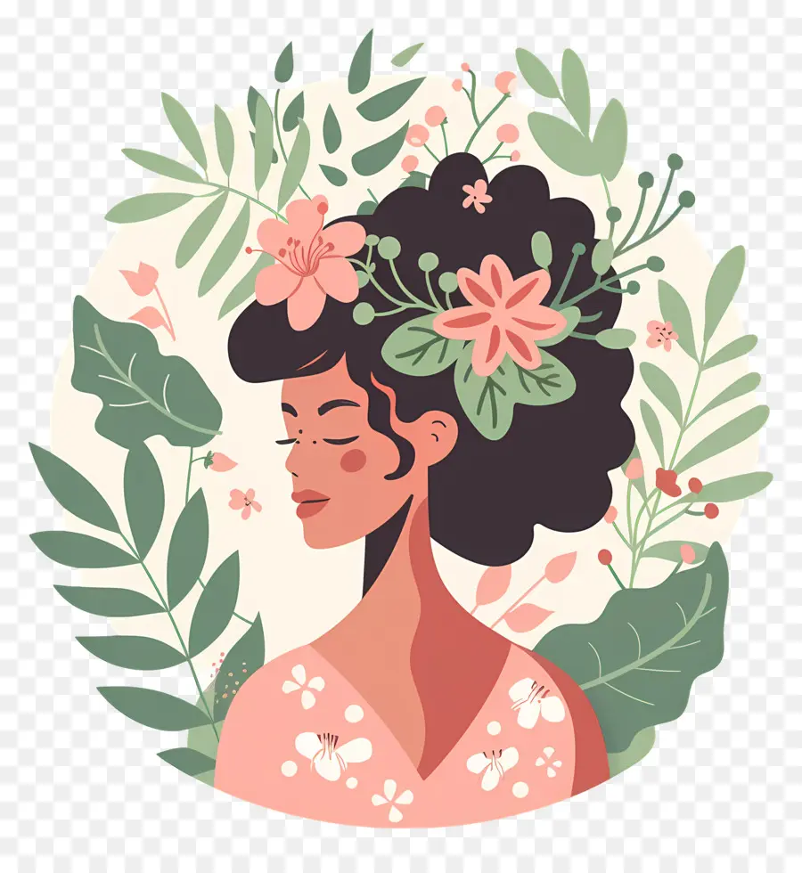 Institut De Beauté，Femme Avec Des Fleurs PNG