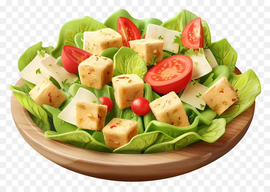 Salade César，Salade Aux Cubes De Fromage PNG