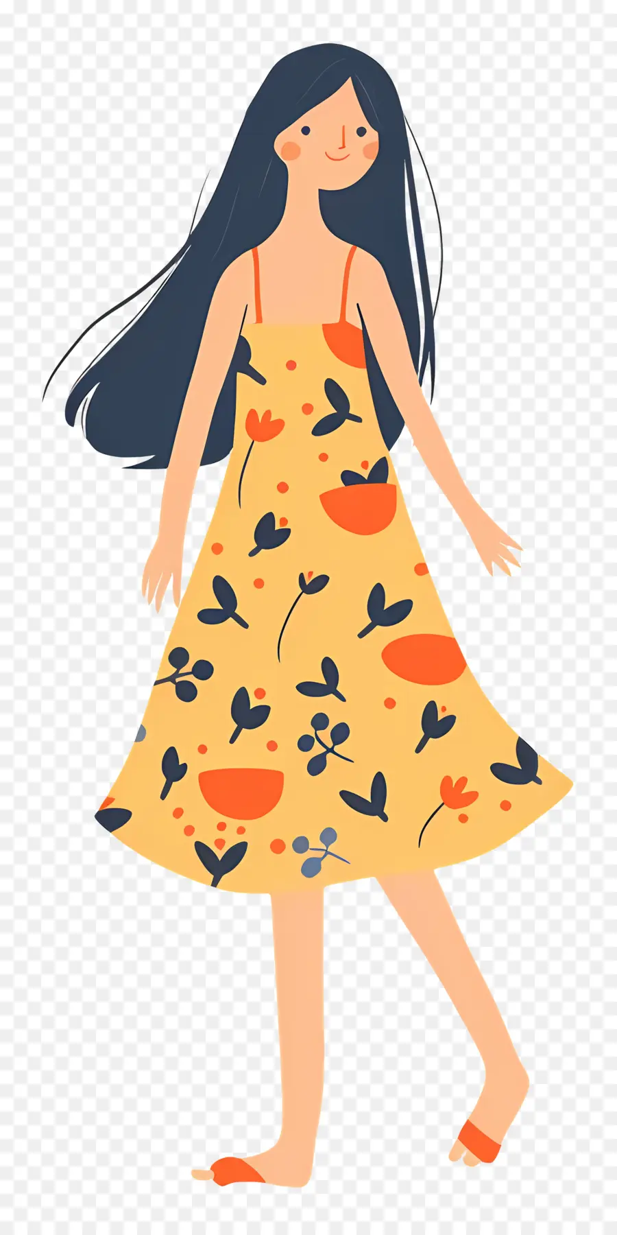 Belle Femme，Fille En Robe à Fleurs PNG