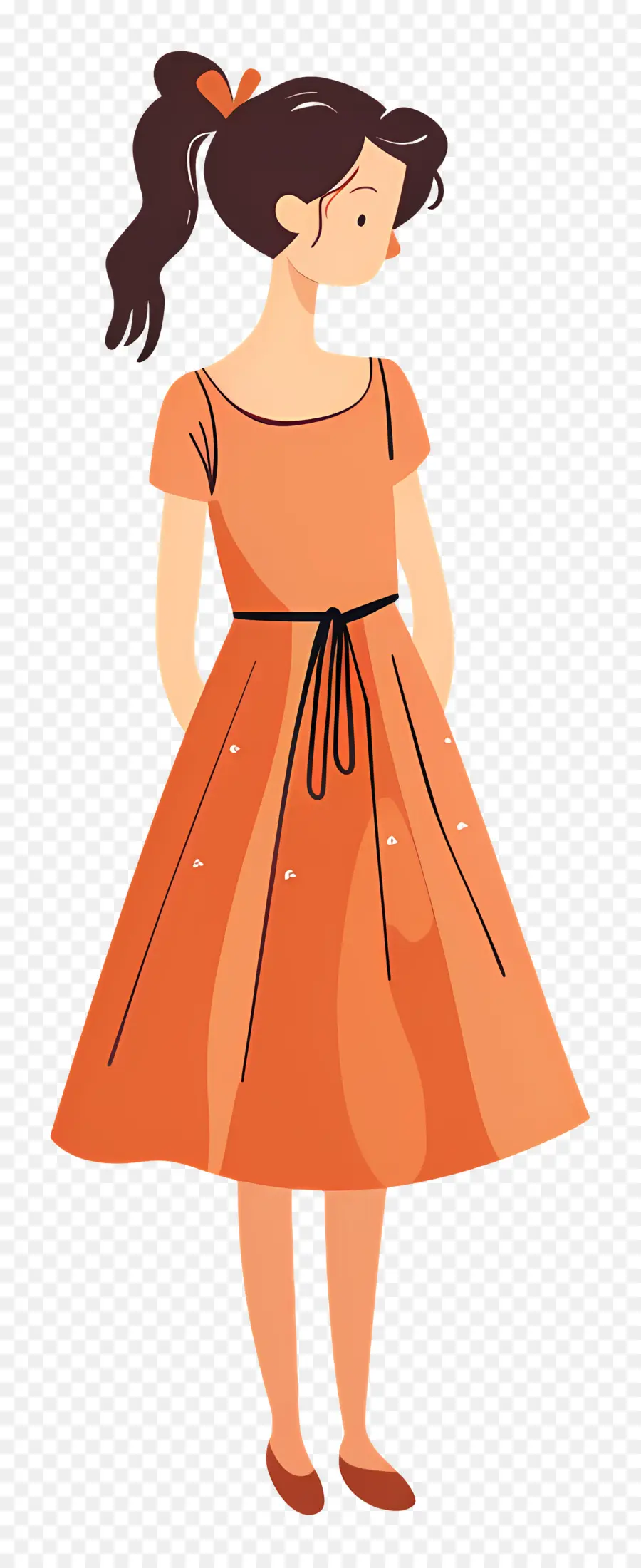 Belle Femme，Fille En Robe Orange PNG