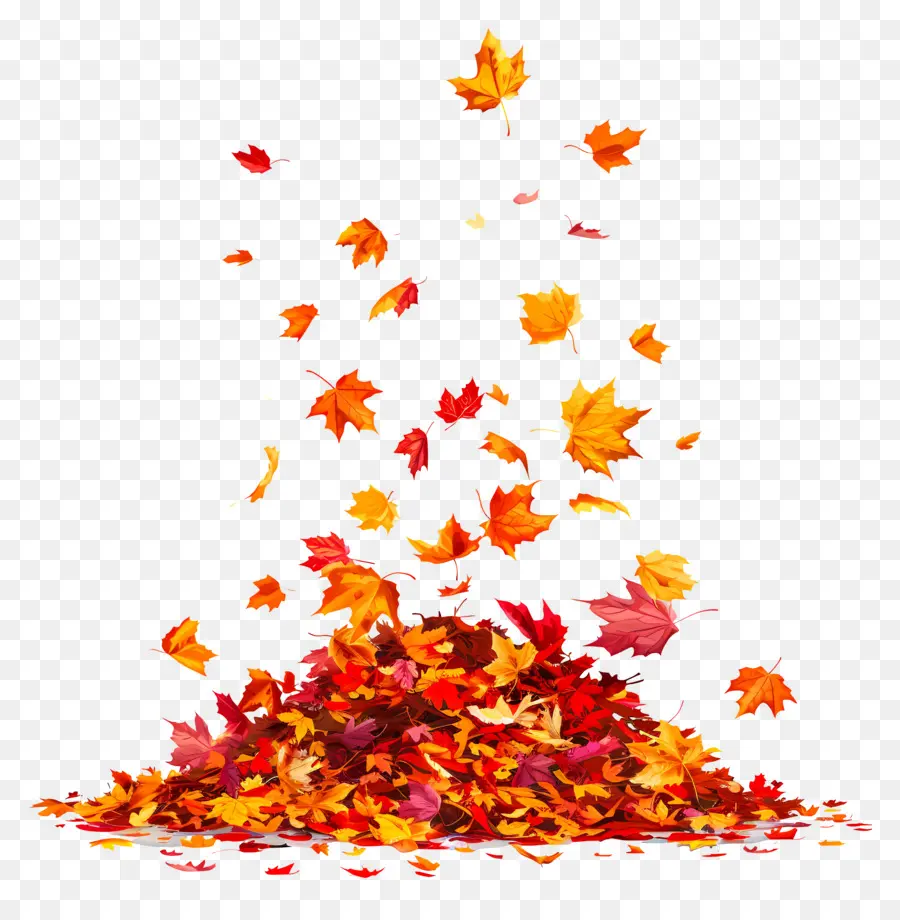 Feuilles Qui Tombent，Tas De Feuilles D'automne PNG