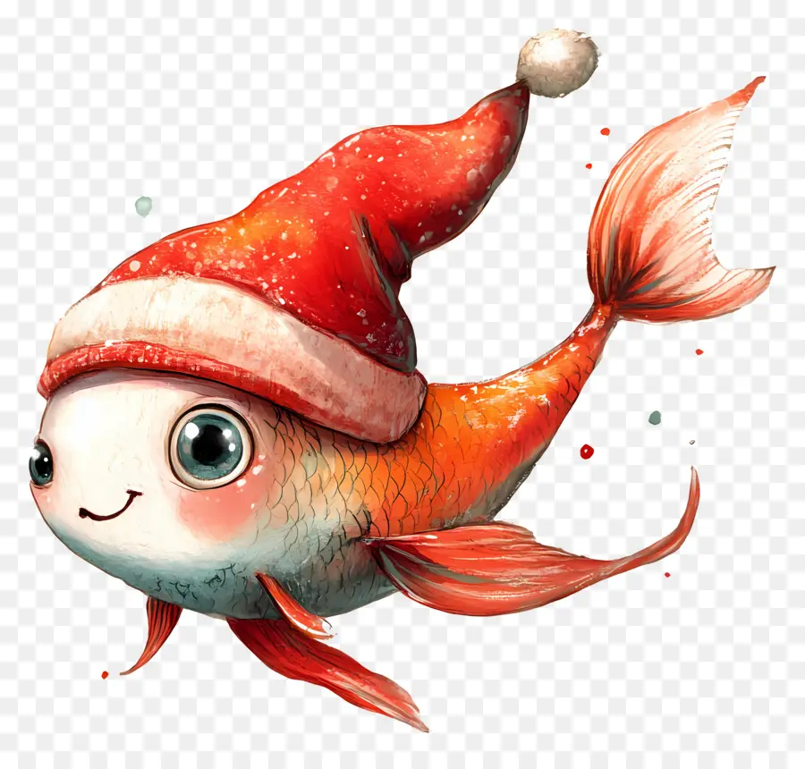 Poisson De Noël，Poisson Avec Bonnet De Noel PNG