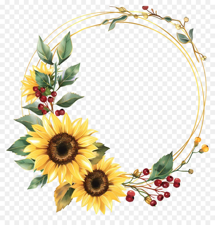 Couronne De Tournesol，Fleurs PNG