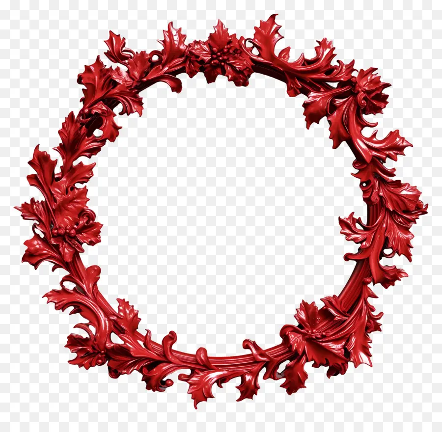 Cadre De Noël Rouge，Couronne Rouge PNG