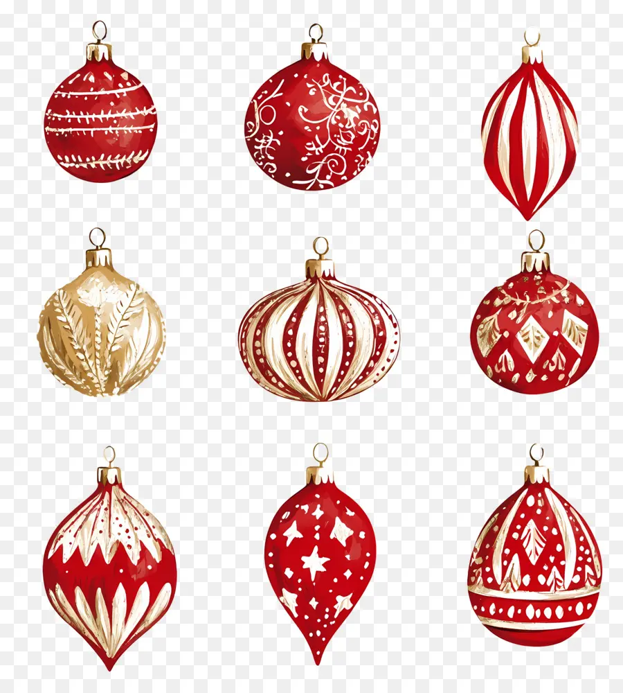 Boules De Noël，Ornements Rouges PNG