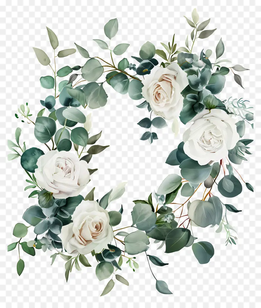 Couronne D'eucalyptus，Couronne Florale PNG