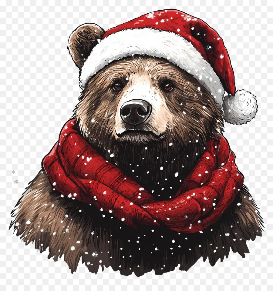 Ours De Noël，Ours Avec Bonnet De Noel PNG