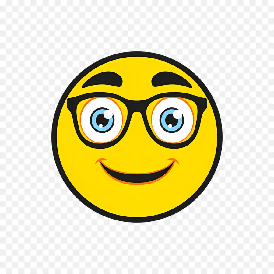 Emoji Nerd，Visage Jaune Avec Des Lunettes PNG