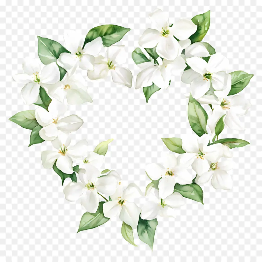 Couronne De Jasmin，Coeur Floral PNG