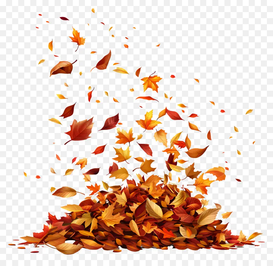 Feuilles Qui Tombent，Tas De Feuilles D'automne PNG