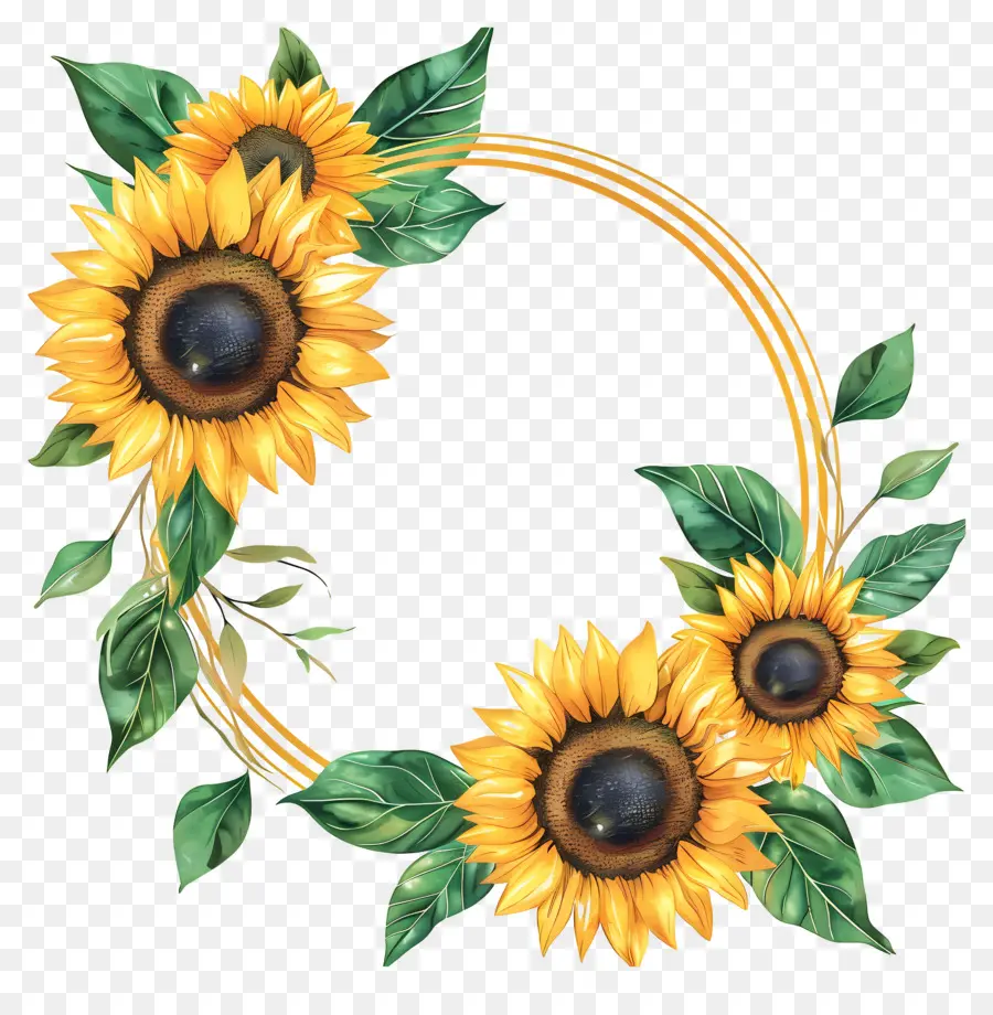 Couronne De Tournesol，Fleurs PNG