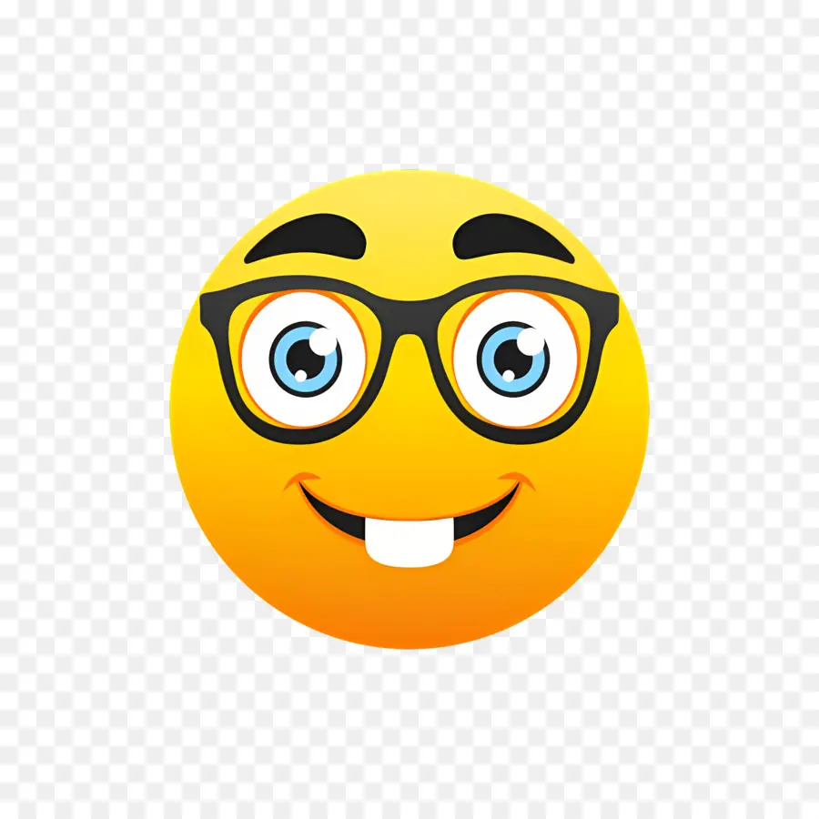 Emoji Nerd，Visage Jaune Avec Des Lunettes PNG