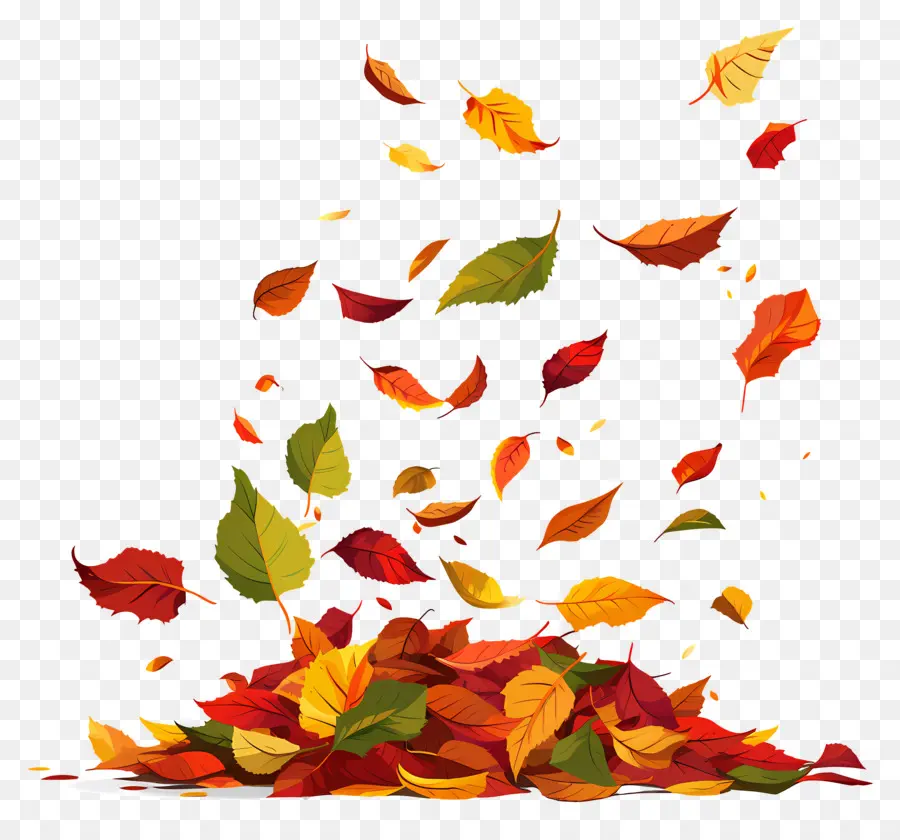 Feuilles Qui Tombent，Tas De Feuilles D'automne PNG