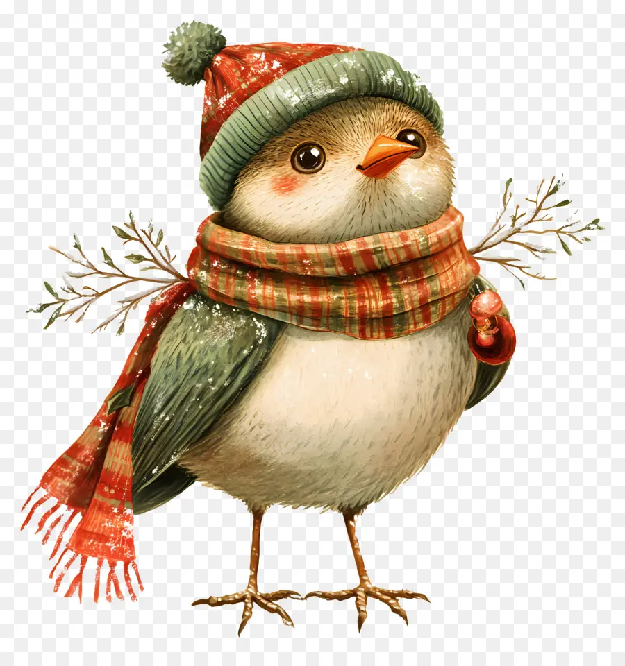 Oiseau De Noël，Oiseau Avec Foulard PNG