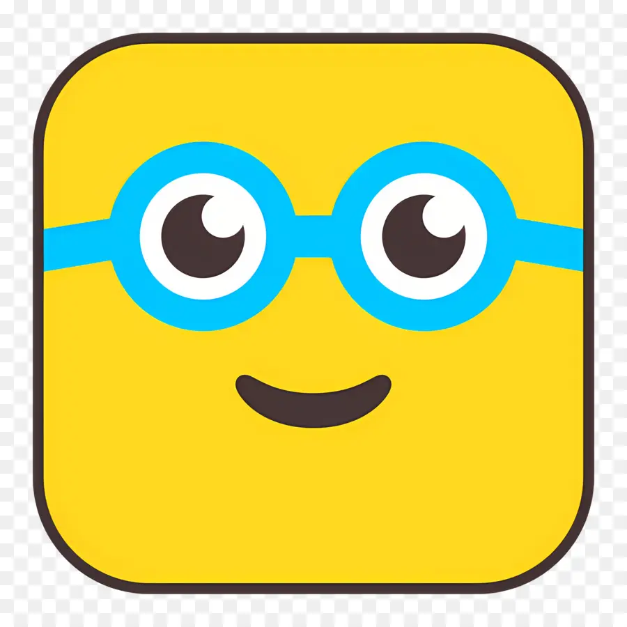 Emoji Nerd，Visage Jaune Avec Des Lunettes PNG