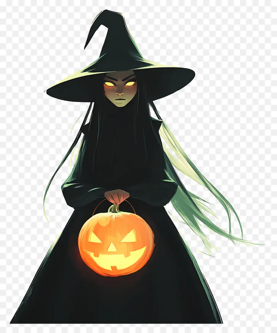 Sorcière D'halloween，Sorcière à La Citrouille PNG