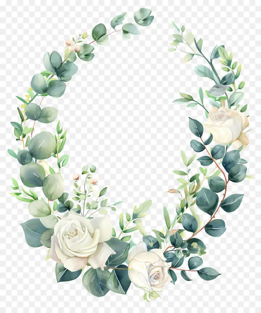 Couronne D'eucalyptus，Couronne Florale PNG