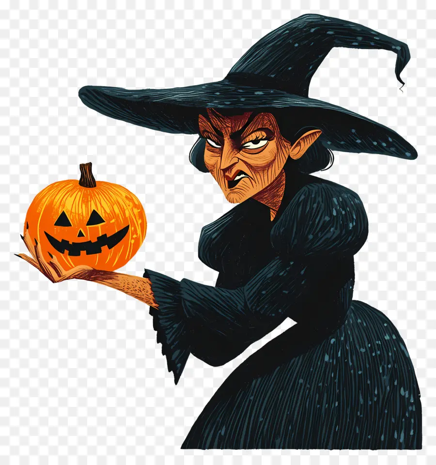 Sorcière D'halloween，Sorcière à La Citrouille PNG