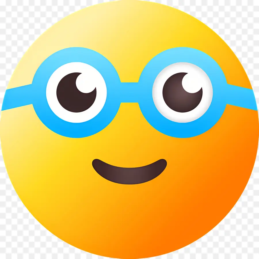 Emoji Nerd，Emoji Jaune Avec Des Lunettes PNG