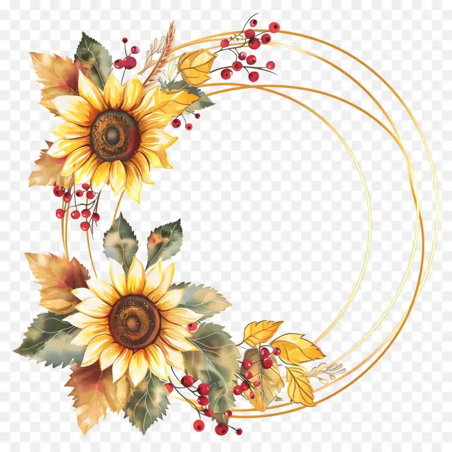 Couronne De Tournesol，Fleurs PNG