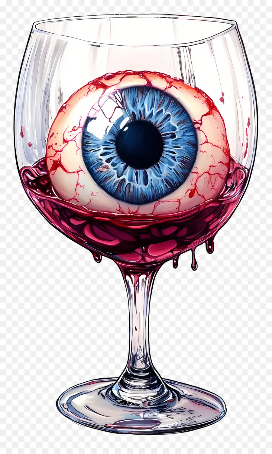 Globe Oculaire D'halloween，Oeil Dans Un Verre à Vin PNG