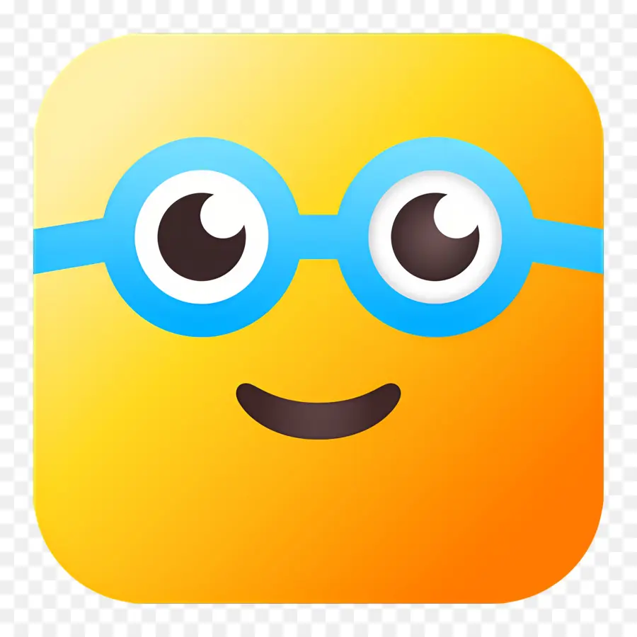 Emoji Nerd，Visage Jaune Avec Des Lunettes PNG