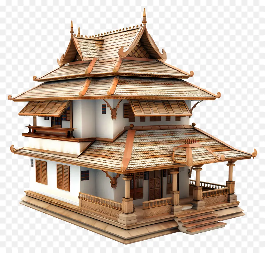 Maison 3d，Maison Traditionnelle PNG