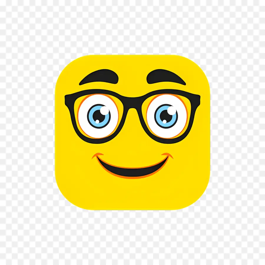 Emoji Nerd，Visage Jaune Avec Des Lunettes PNG