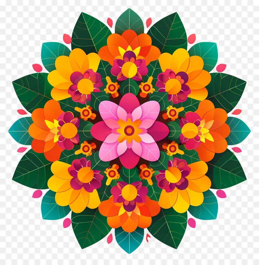 Pookalam，Composition Florale PNG