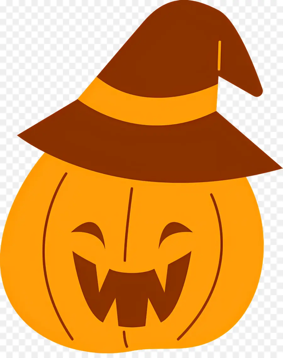 Jolie Citrouille D'halloween，Citrouille Avec Chapeau De Sorcière PNG