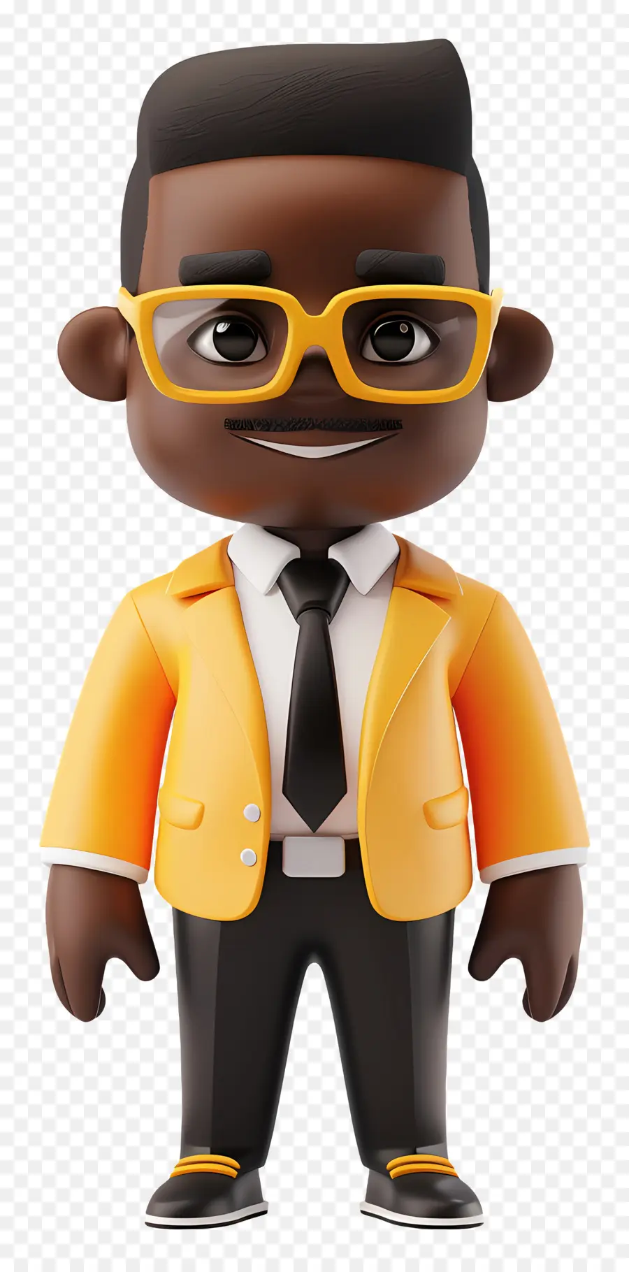 Homme D'affaires Noir，Personnage De Dessin Animé En Costume Jaune PNG