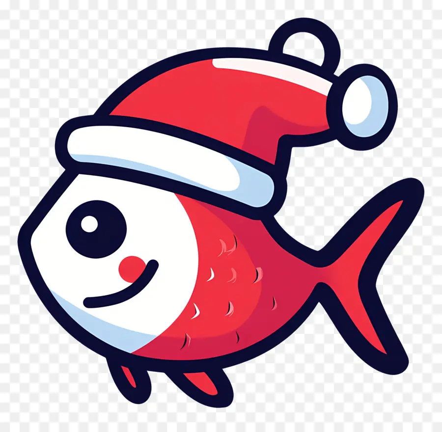 Poisson De Noël，Pêcher Avec Le Chapeau De Père Noël PNG