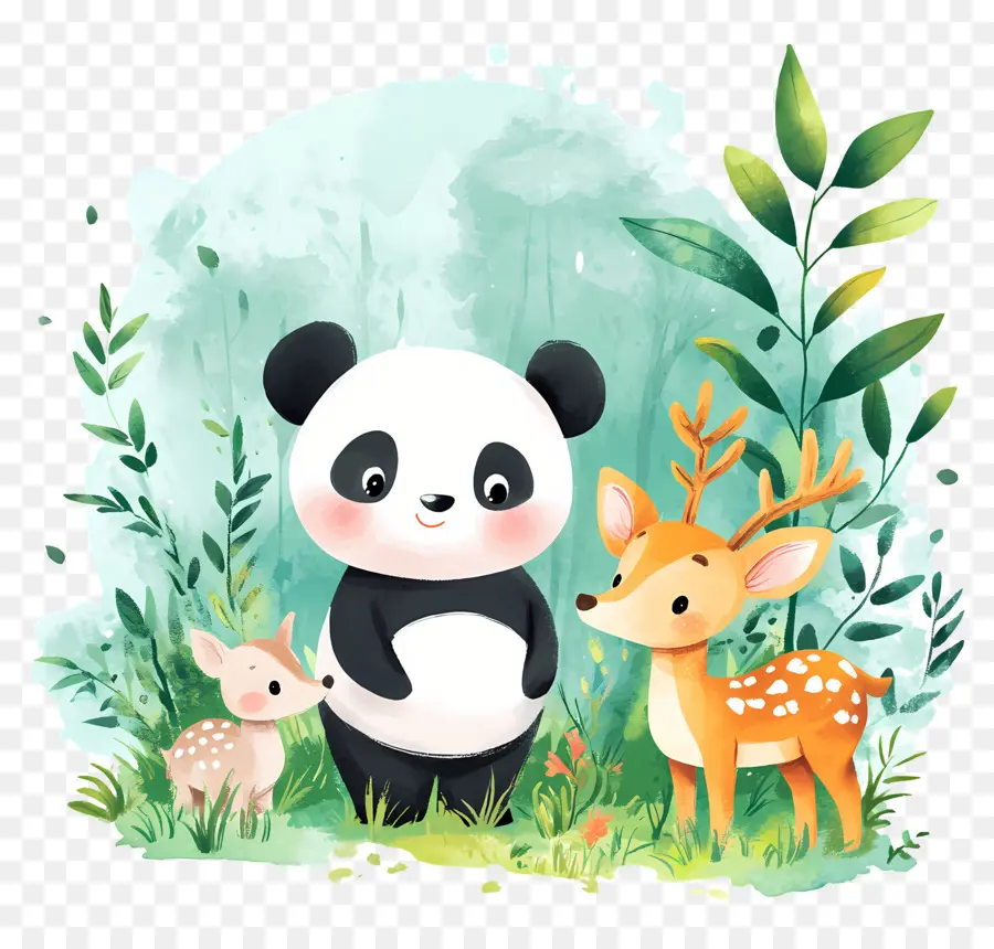 Artofzoo，Panda Et Cerf PNG