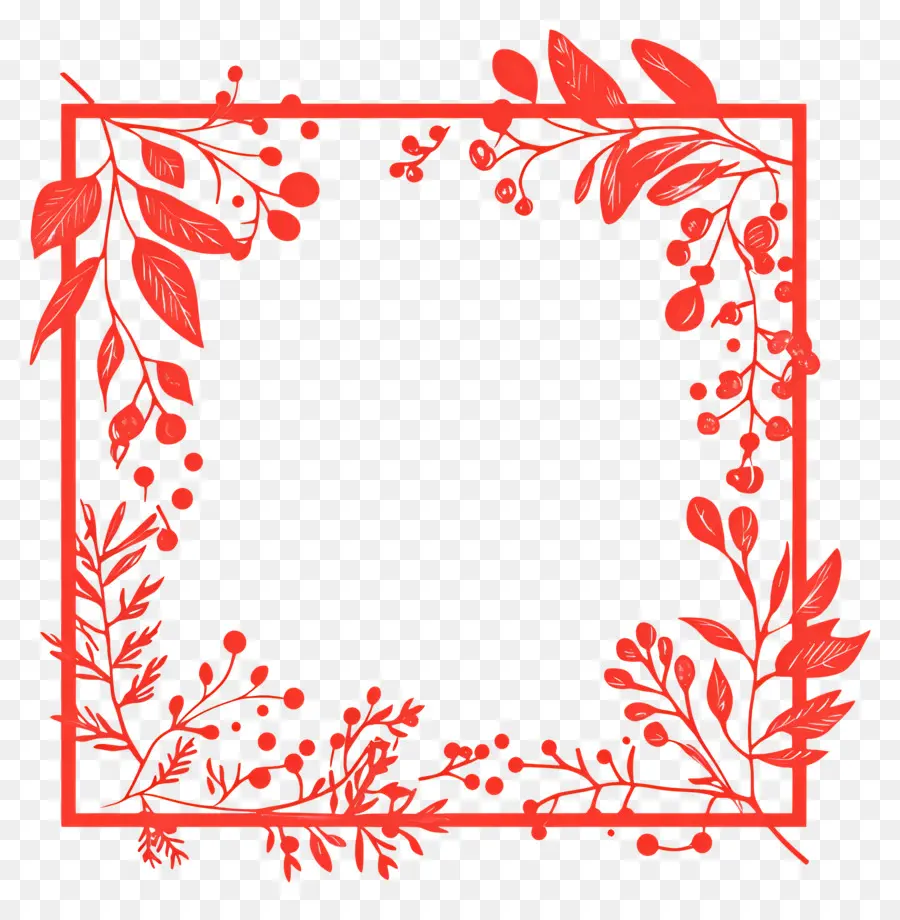 Cadre De Noël Rouge，Cadre Floral PNG