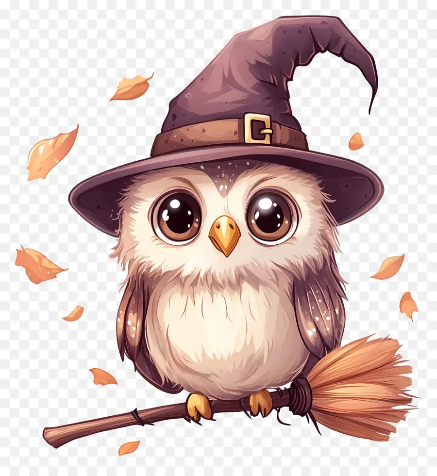 Chouette D'halloween，Chouette Avec Chapeau De Sorcière Orange PNG