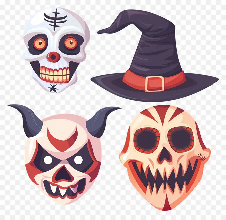 Personnages D'halloween，Crânes D'halloween PNG