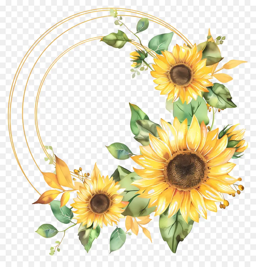 Couronne De Tournesol，Fleurs PNG